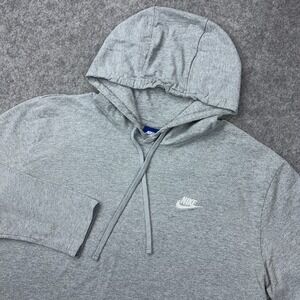 Nike‎ Hoodie Mens XL Gray Sportswear Club Lightweight Hooded Sweatshirt Cotton